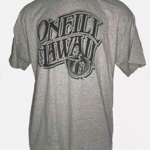 O'Neill Hawaii Mens XXL Surf Short Sleeve T Shirt Grey Black Green Cotton Poly